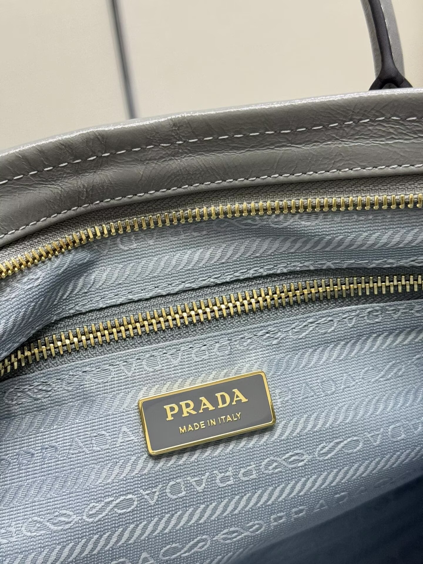 Prada Bonnie Leather Tote Bag 1BA433 Gray Prada Bonnie Leather Tote Bag 1BA433 Gray