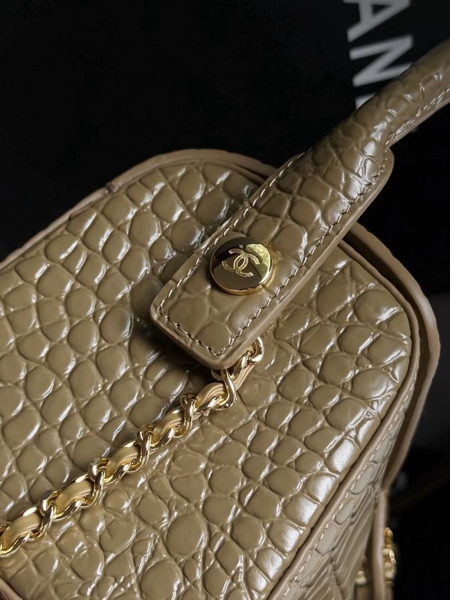 Chanel Clutch with chain Crocodile Embossed AP5294 Dark Khaki