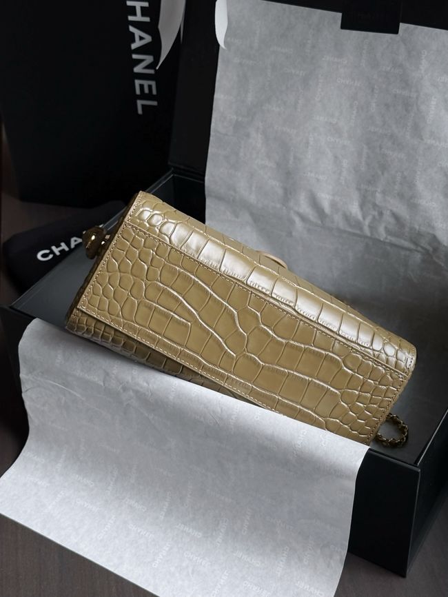 Chanel Clutch with chain Crocodile Embossed AP5294 Dark Khaki