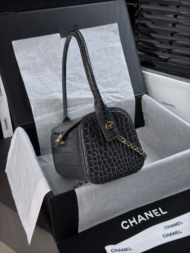 Chanel Clutch with chain Crocodile Embossed AP5294 dark gray