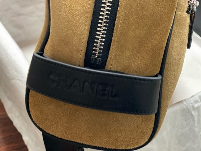 Chanel Large Suede Calfskin Zipped Pouch AP5267 brown