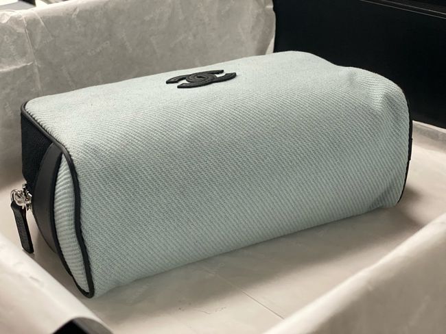 Chanel Zipped Pouch AS5226 Blue & Black