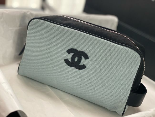 Chanel Zipped Pouch AS5226 Blue & Black