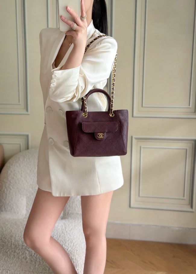 Chanel Small Shopping Bag AS6025 Burgundy