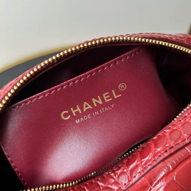 Chanel Clutch with chain Crocodile Embossed AS4474 red