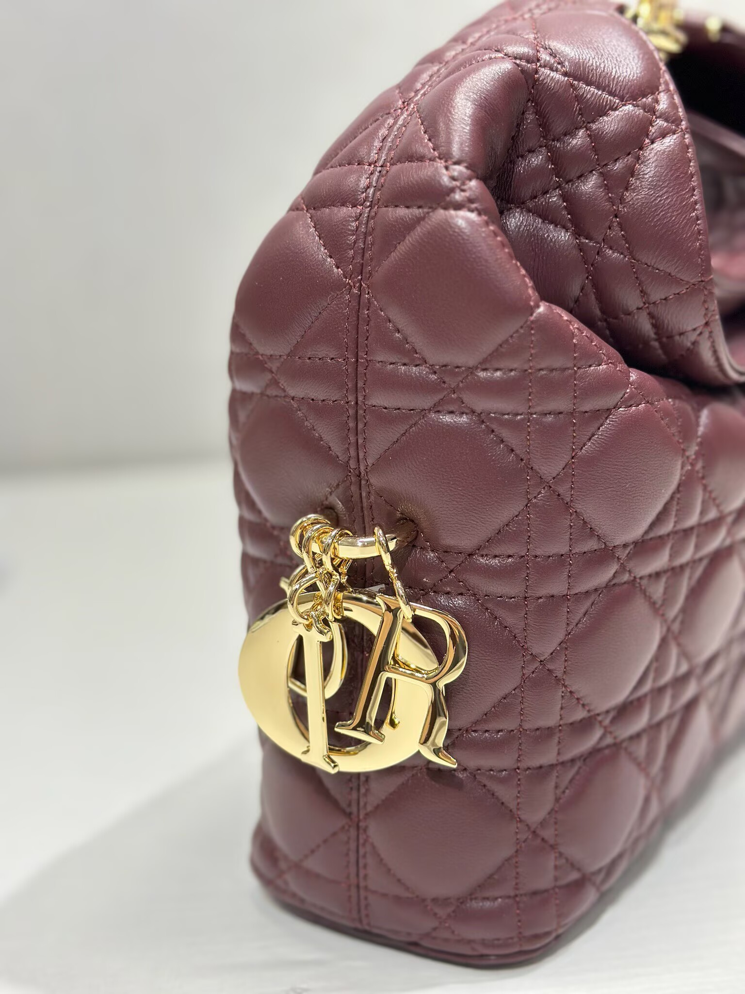 DIOR Original Leather Tote Handbag 1538 Burgundy DIOR Original Leather Tote Handbag 1538 Burgundy