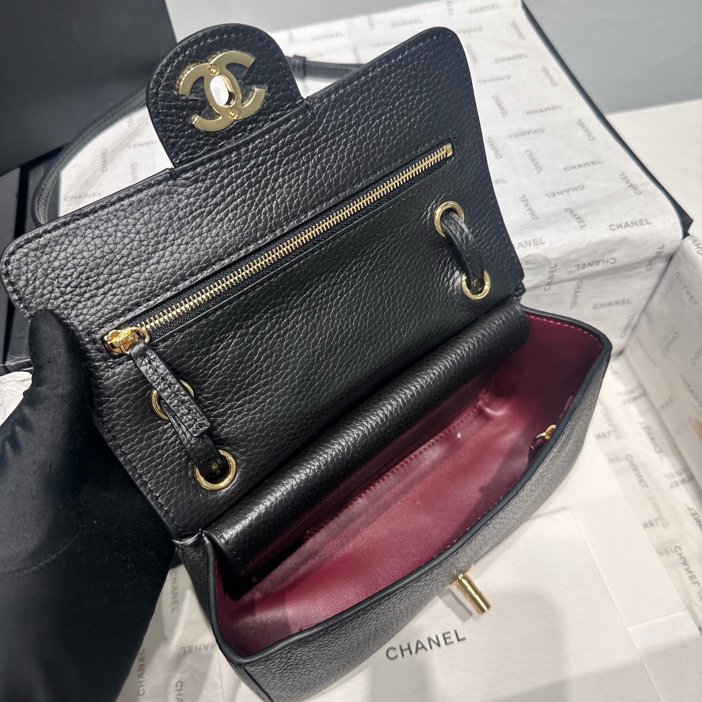 Chanel Mini Flap Bag AS6573 Black&dold
