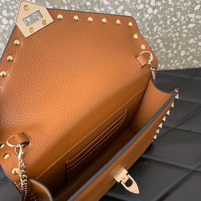 VALENTINO ROCKSTUD Small Calfskin Handbag VA088 camel