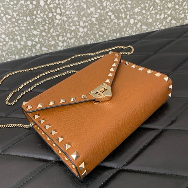 VALENTINO ROCKSTUD Small Calfskin Handbag VA088 camel