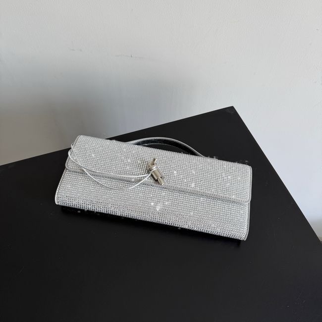 Bottega Veneta Andiamo Clutch Crystal 32190 Silver
