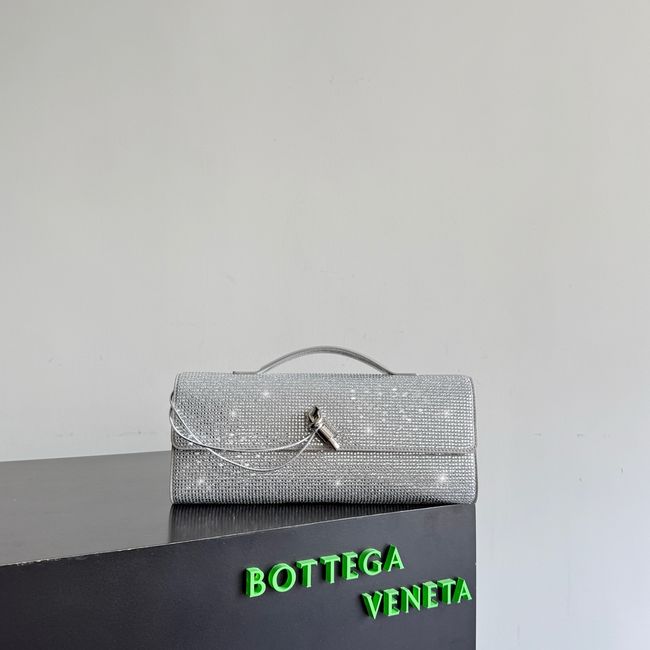 Bottega Veneta Andiamo Clutch Crystal 32190 Silver