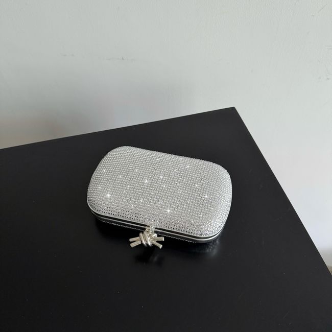 Bottega Veneta Soft Knot Clutch Crystal 06149 Silver