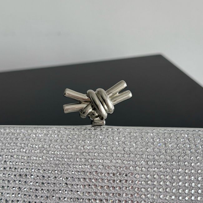 Bottega Veneta Soft Knot Clutch Crystal 06149 Silver