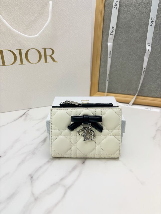 Lady Dior Dahlia Wallet Craie Cannage Lambskin S2065-4