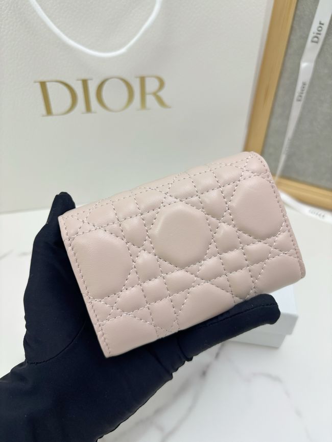 Lady Dior Dahlia card holder Craie Cannage Lambskin S2067-6