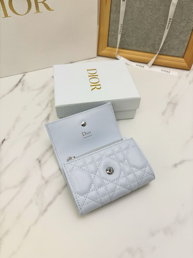 Lady Dior Dahlia card holder Craie Cannage Lambskin S2067-7