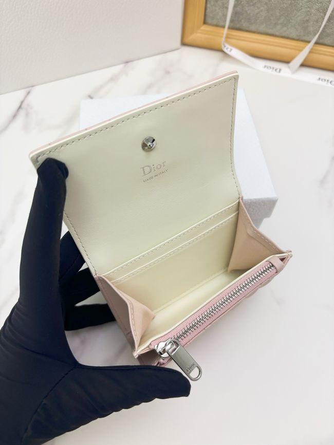 Lady Dior Dahlia card holder Craie Cannage Lambskin S2067-8