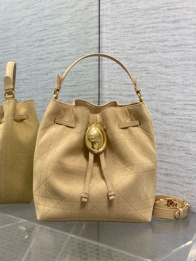 Dior Suede Calfskin Medium Tote Bag 67534 Apricot