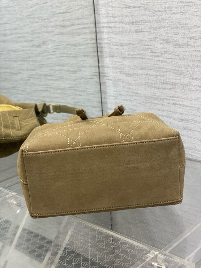 Dior Suede Calfskin Medium Tote Bag 67534 Khaki