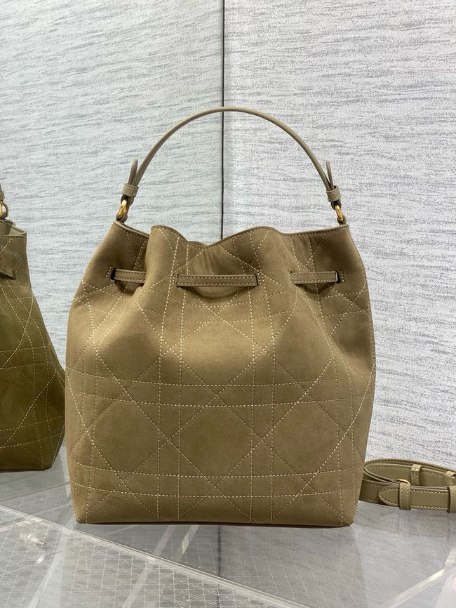 Dior Suede Calfskin Medium Tote Bag 67534 Khaki
