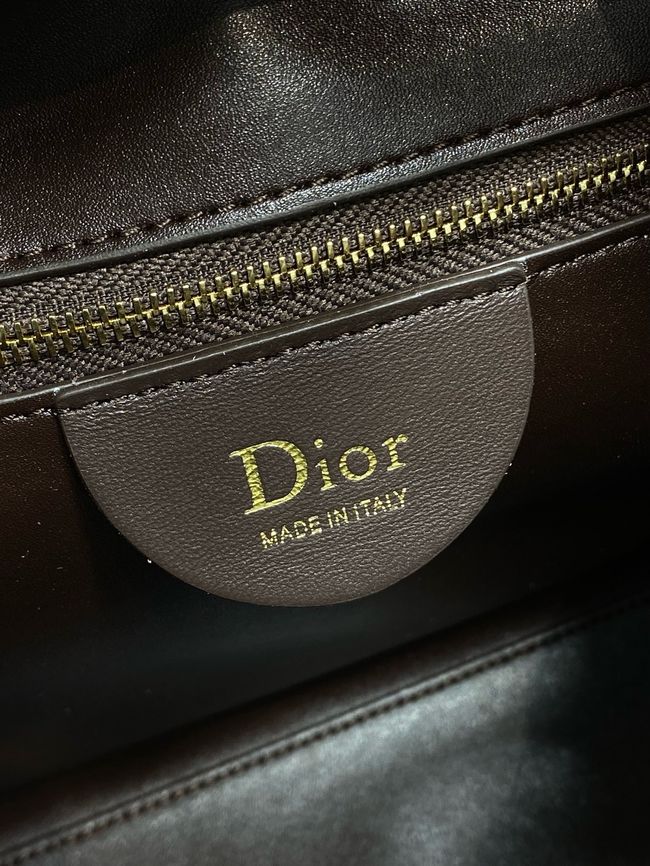 Dior Suede Calfskin Medium Tote Bag 67534 dark brown