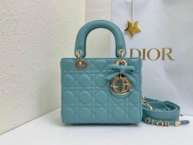 Small Lady Dior Bag with Strap Cannage Lambskin M0531OU lake blue Small Lady Dior Bag with Strap Cannage Lambskin M0531OU lake blue