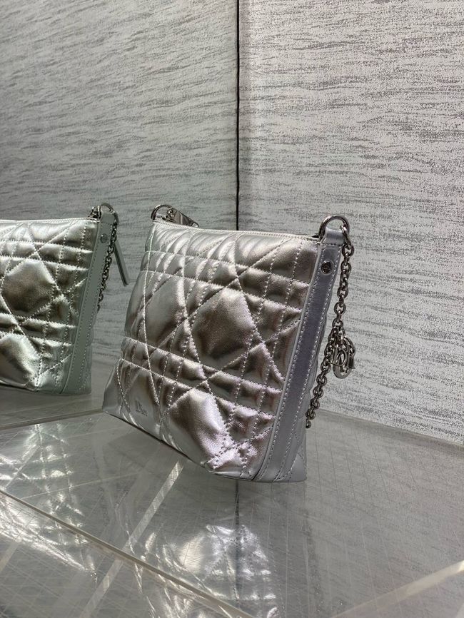 Diorling Mini Bag Macrocannage Lambskin S2613OU Silver