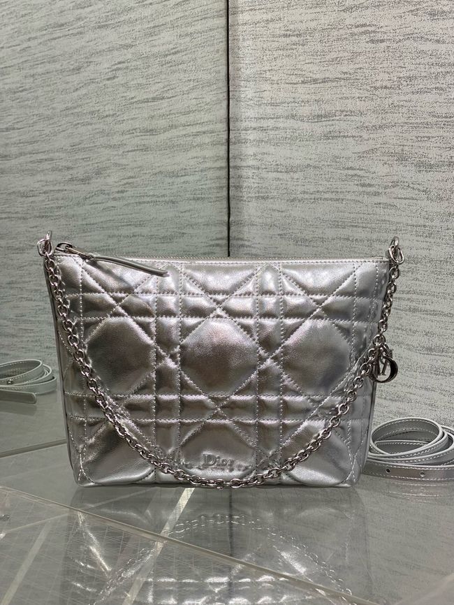 Diorling Mini Bag Macrocannage Lambskin S2613OU Silver