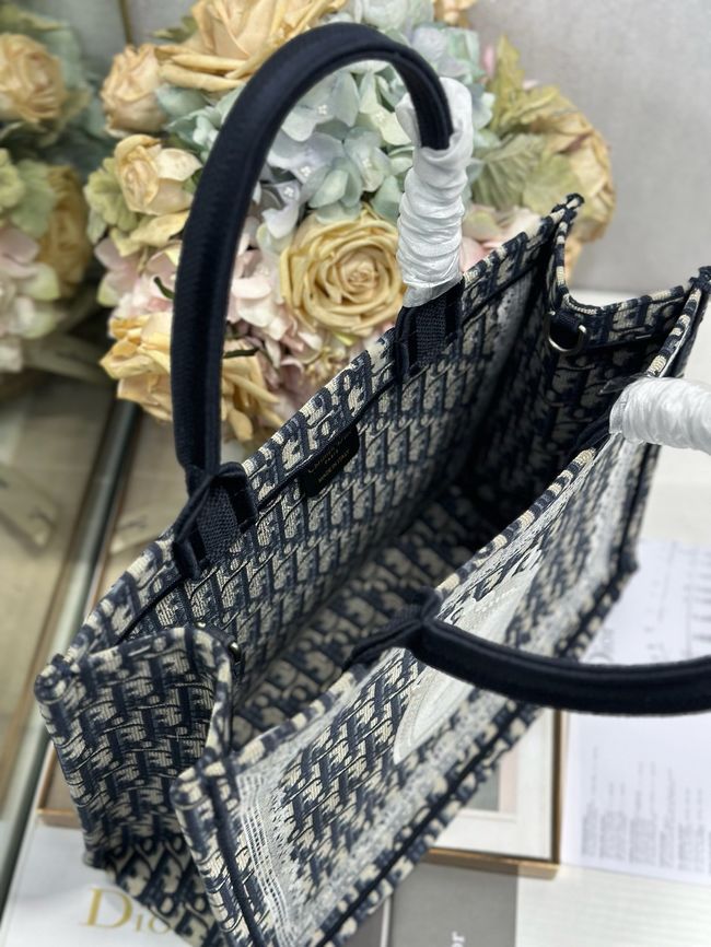 Medium Dior Book Tote with Strap Oblique Embroidery M1354PE-7