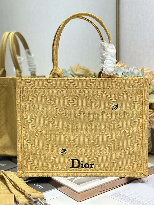 Medium Dior Book Tote with Strap Oblique Embroidery M1354PE-8
