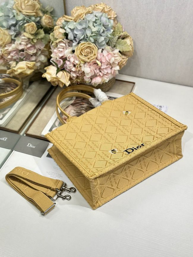 Medium Dior Book Tote with Strap Oblique Embroidery M1354PE-8