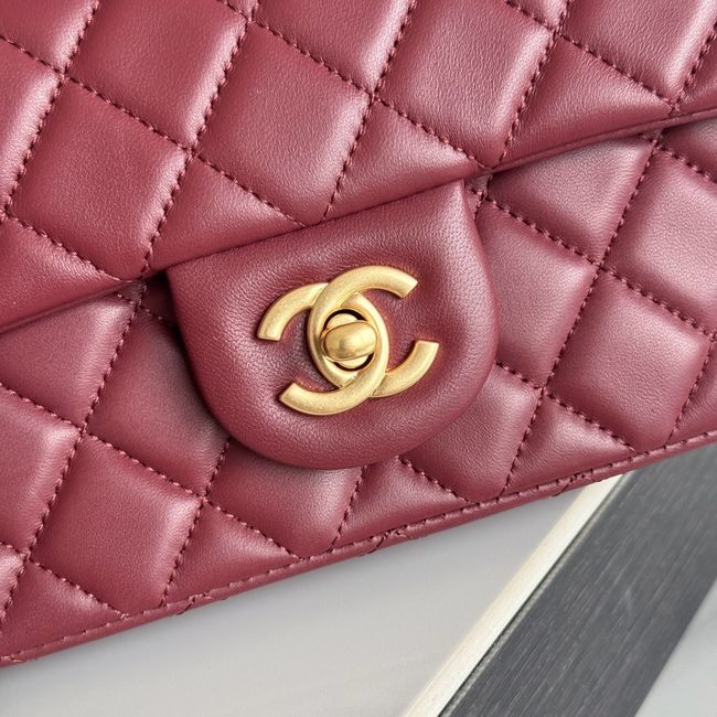 Chanel SMALL FLAP BAG sheepskin AS1787 burgundy
