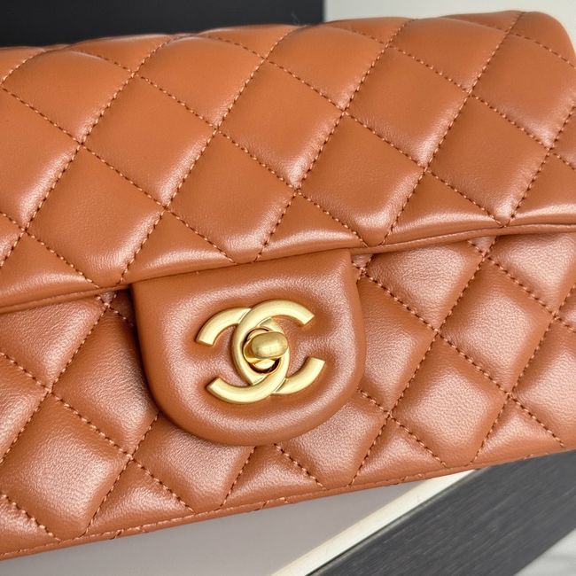 Chanel SMALL FLAP BAG sheepskin AS1787 golden brown