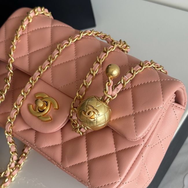 Chanel SMALL FLAP BAG sheepskin AS1787 pink