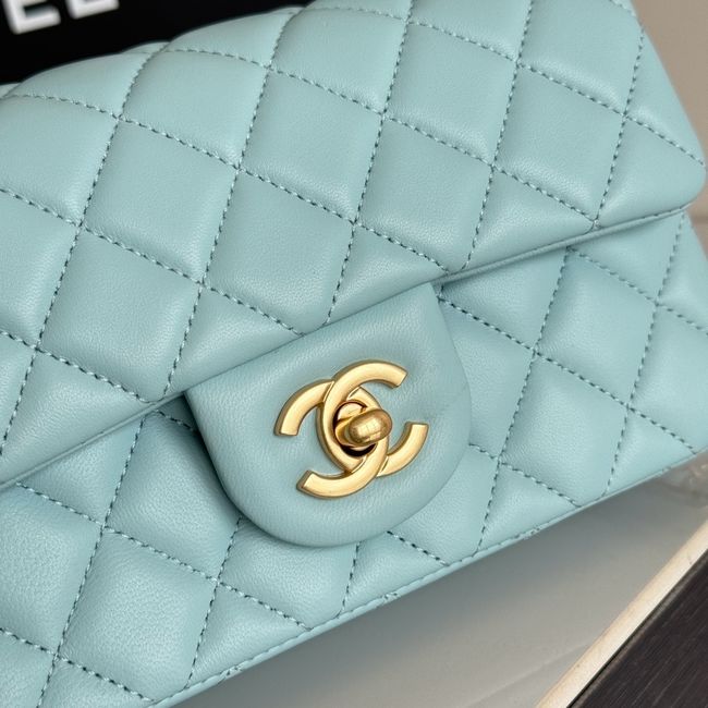 Chanel SMALL FLAP BAG sheepskin AS1787 sky blue