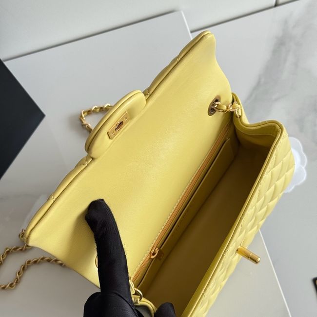 Chanel SMALL FLAP BAG sheepskin AS1787 yellow
