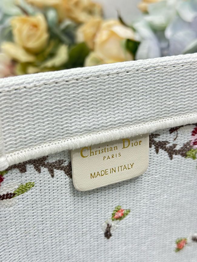 Medium Dior Book Tote with Strap Oblique Embroidery M1354PE-9