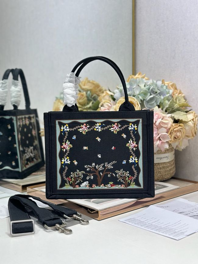 Small Dior Book Tote with Strap Embroidered M1404OE-2