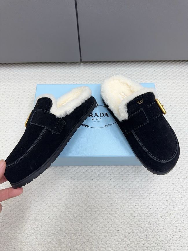 Prada Suede and shearling mules 64258-3