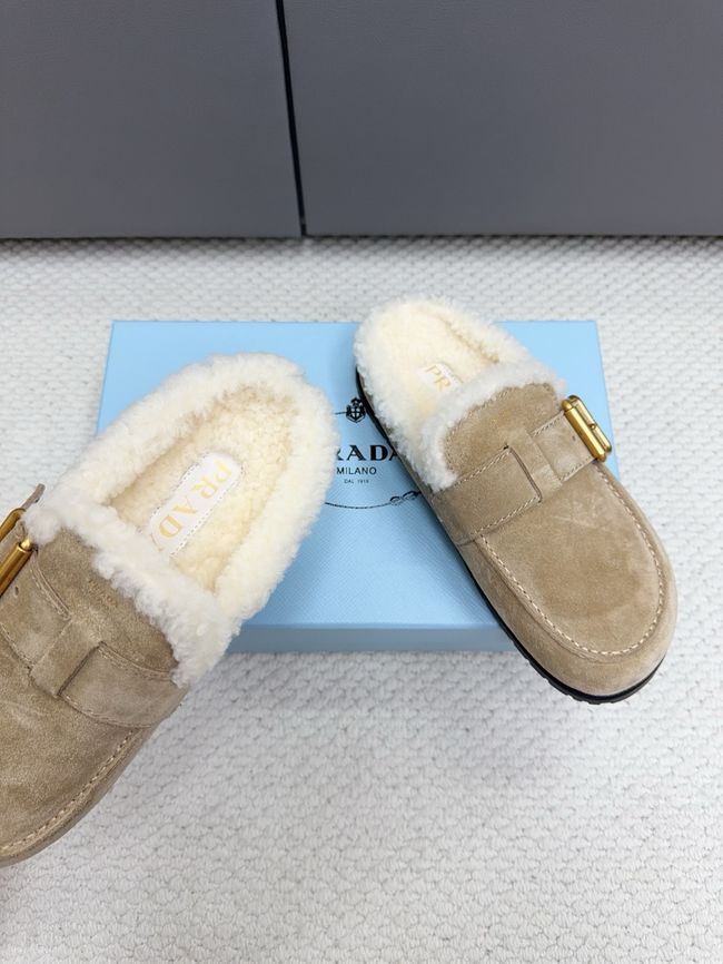 Prada Suede and shearling mules 64258-4