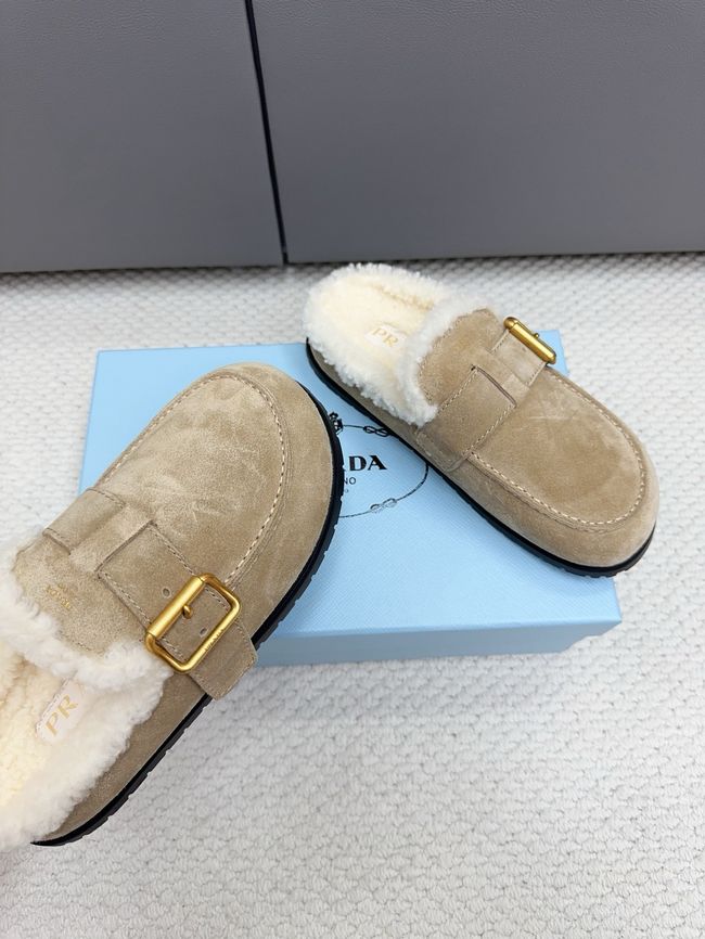 Prada Suede and shearling mules 64258-4