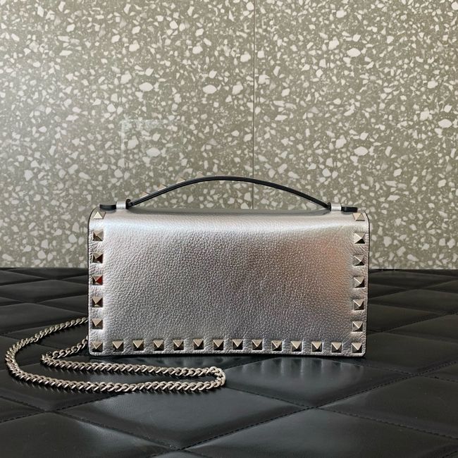 VALENTINO Rockstud calfskin chain bag SHI098 Silver