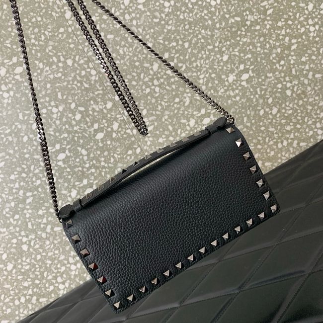 VALENTINO Rockstud calfskin chain bag SHI098 black VALENTINO Rockstud calfskin chain bag SHI098 black