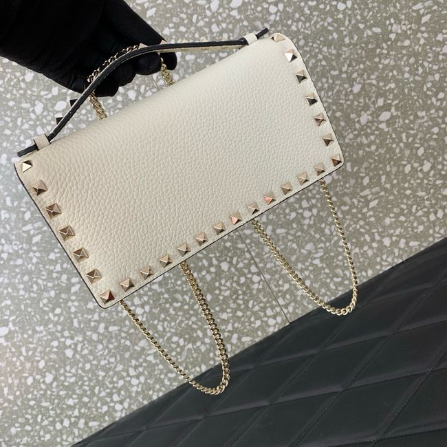 VALENTINO Rockstud calfskin chain bag SHI098 white VALENTINO Rockstud calfskin chain bag SHI098 white