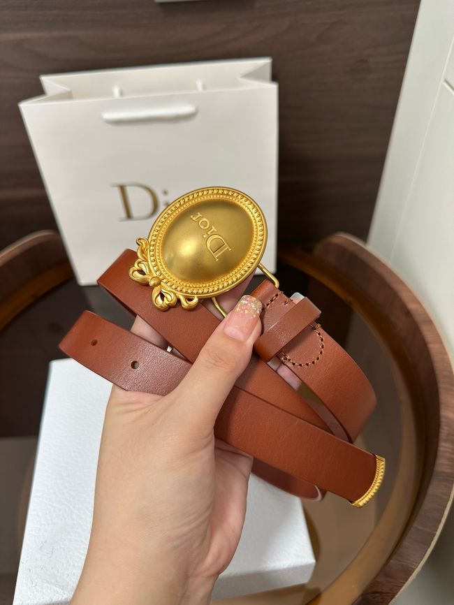 Dior Medaillon Belt Smooth Calfskin 25 MM B1022Q brown