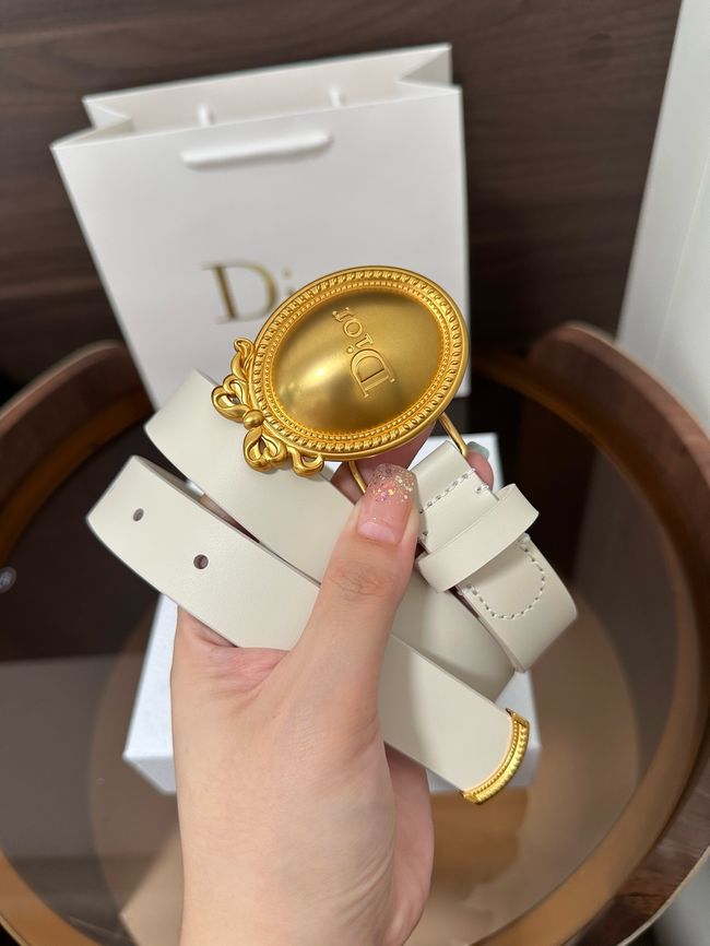 Dior Medaillon Belt Smooth Calfskin 25 MM B1022Q white