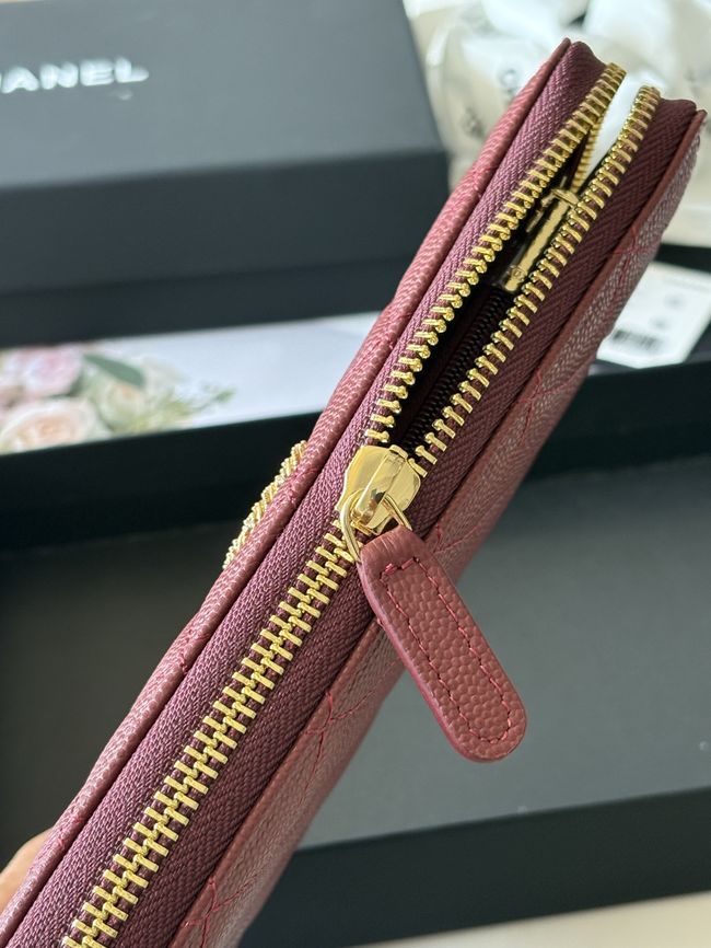 Chanel Classic Zipped Wallet AP5077 dark red