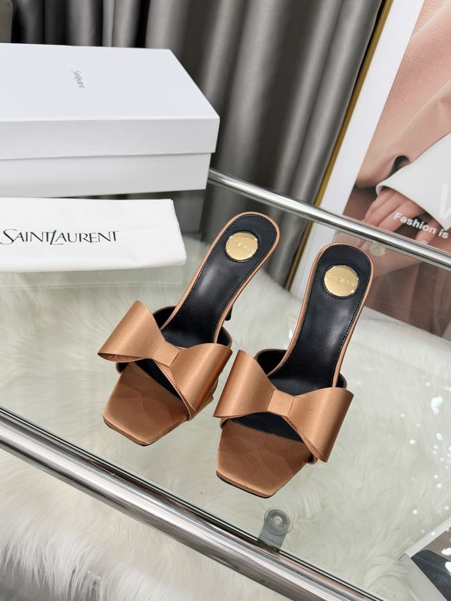 Saint Laurent BABYLONE mules in satin 10CM F6629-3