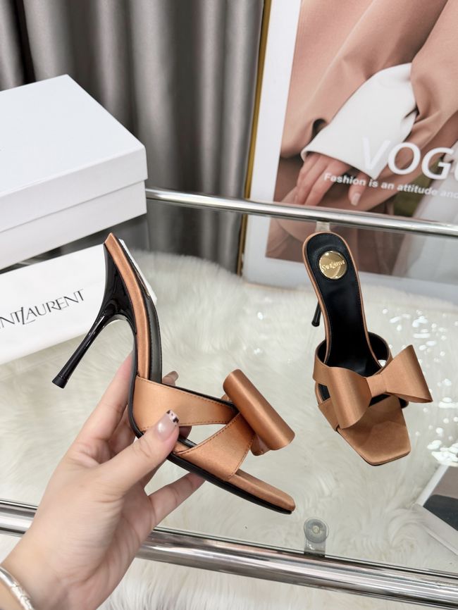 Saint Laurent BABYLONE mules in satin 10CM F6629-3