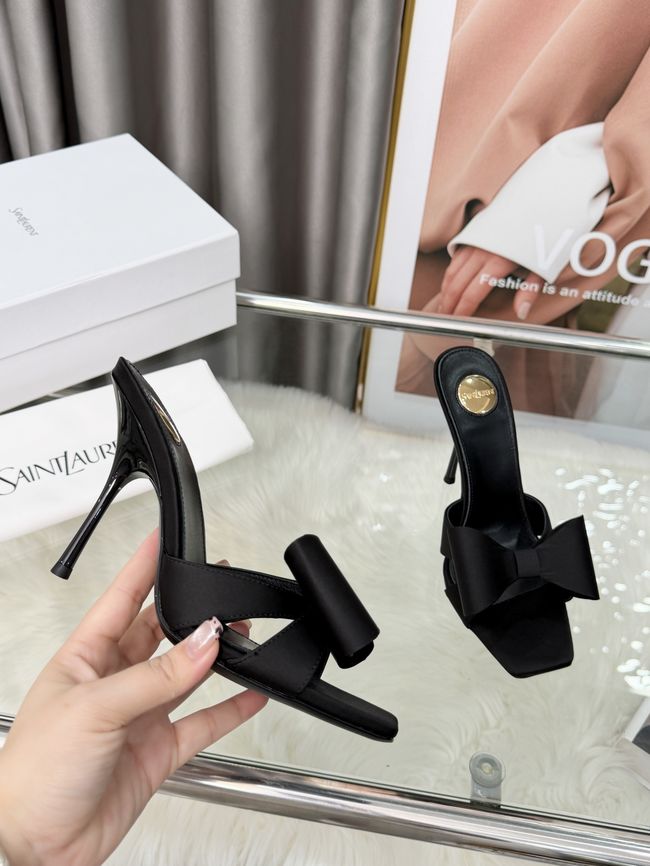 Saint Laurent BABYLONE mules in satin 10CM F6629-1
